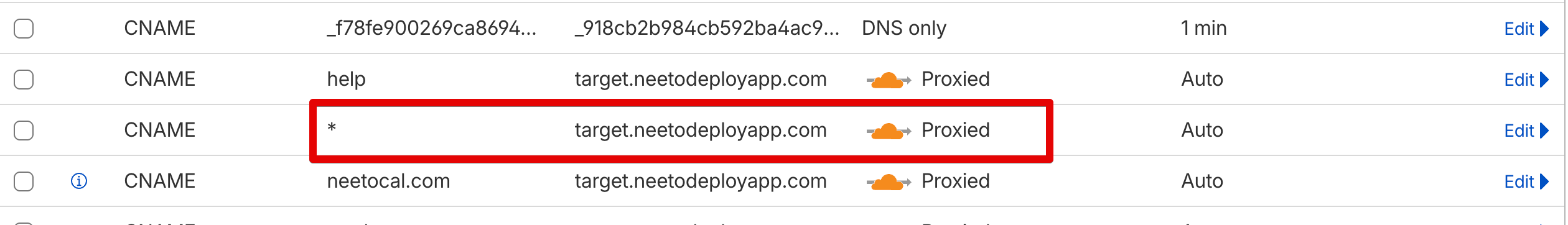 NeetoCal DNS record