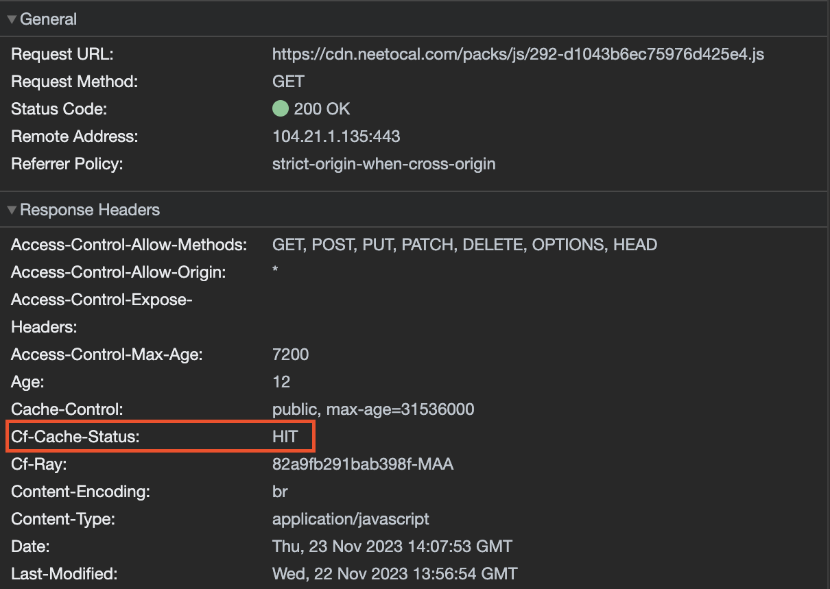 Viewing cache status in browser console